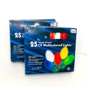 C9 Indoor/Outdoor Multicolored Christmas Lights 25 25’ Each - Lot Of Two Boxes